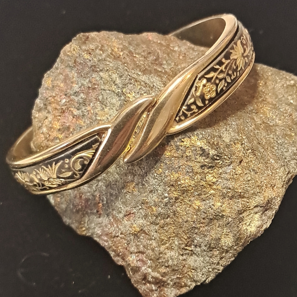 VTG Damascene Hinged Bangle Bracelet